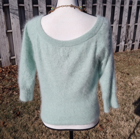 Angora! Motta Knitwear Mint Green Fuzzy Italian Angora Sweater - Picture 9 of 15